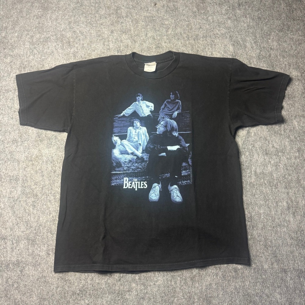 Vintage 1997 The Beatles T Shirt Gildan Apple Corps Band Tee XL Black